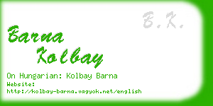 barna kolbay business card